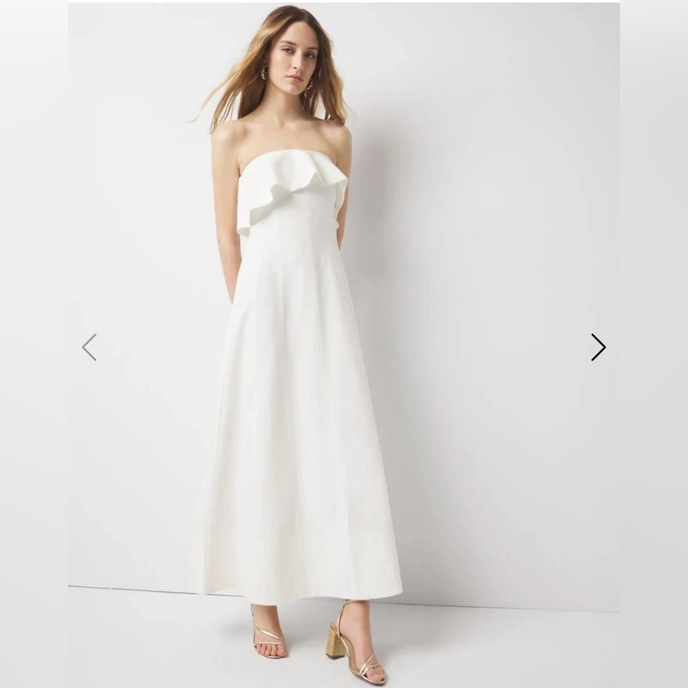 WHBM Linen-Blend Strapless Maxi Dress Size 4 White